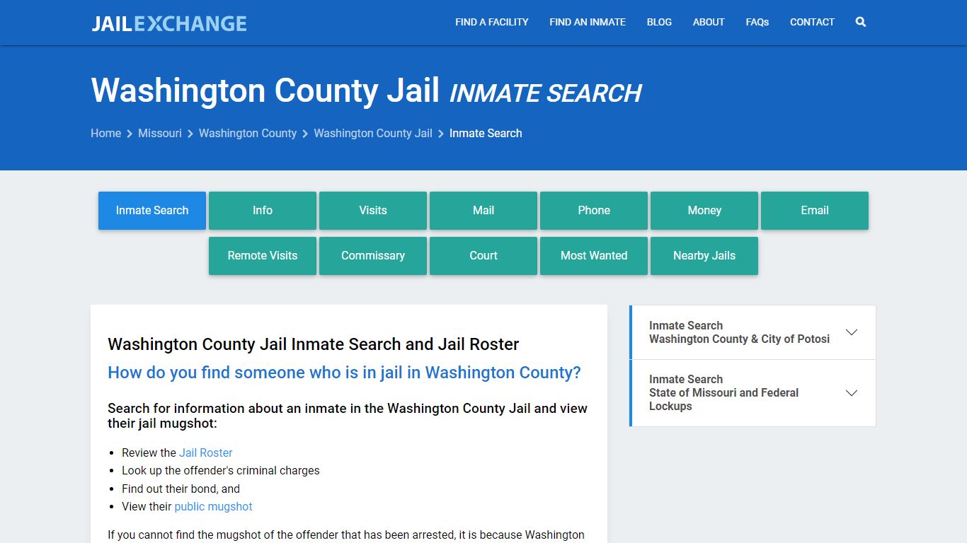 Inmate Search: Roster & Mugshots - Washington County Jail, MO