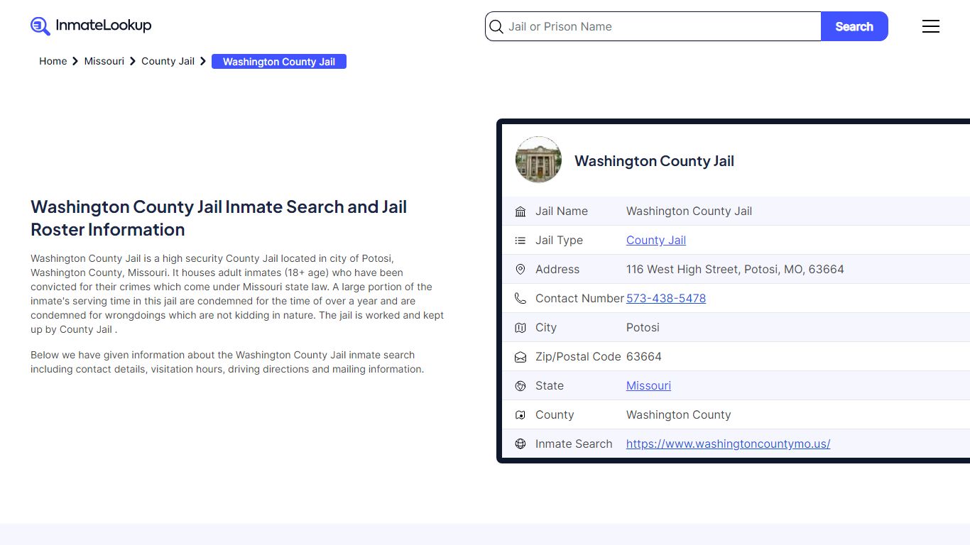 Washington County Jail (MO) Inmate Search Missouri - Inmate Lookup